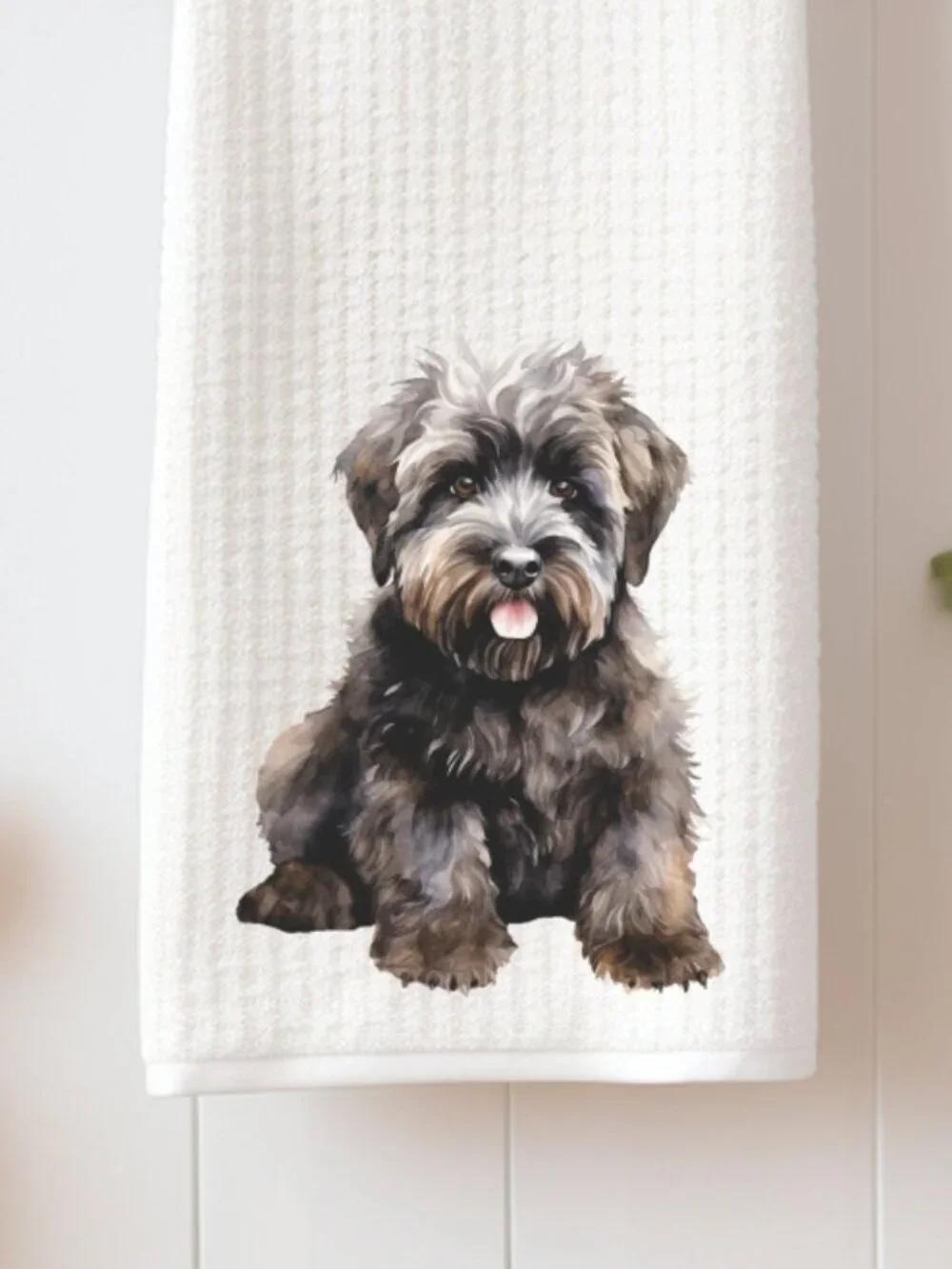 Bouvier des Flandres Waffle Weave Decorative Kitchen Tea Towel